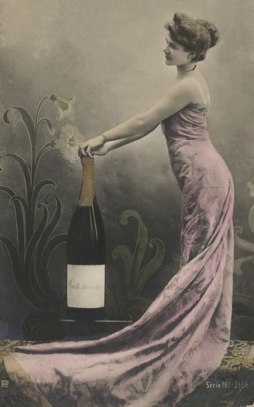 Jente med champagneflaske av French Photographer