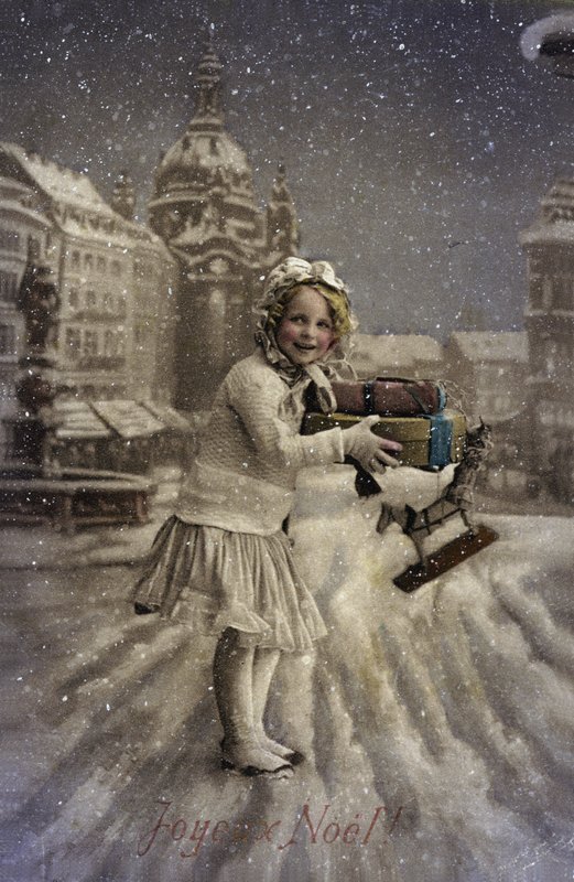 Liten jente i snøen av French Photographer