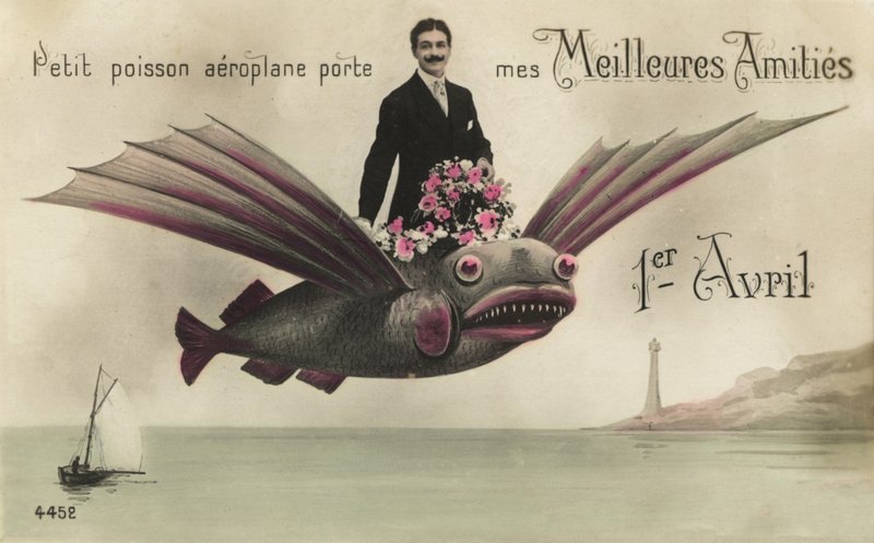 Mann som rir på en flygende fisk av French Photographer
