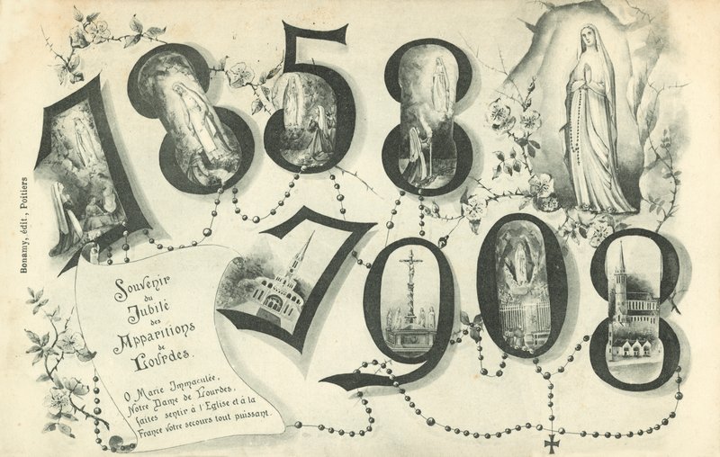 1858 til 1908, en suvenir fra jubileet for åpenbaringene i Lourdes av French School