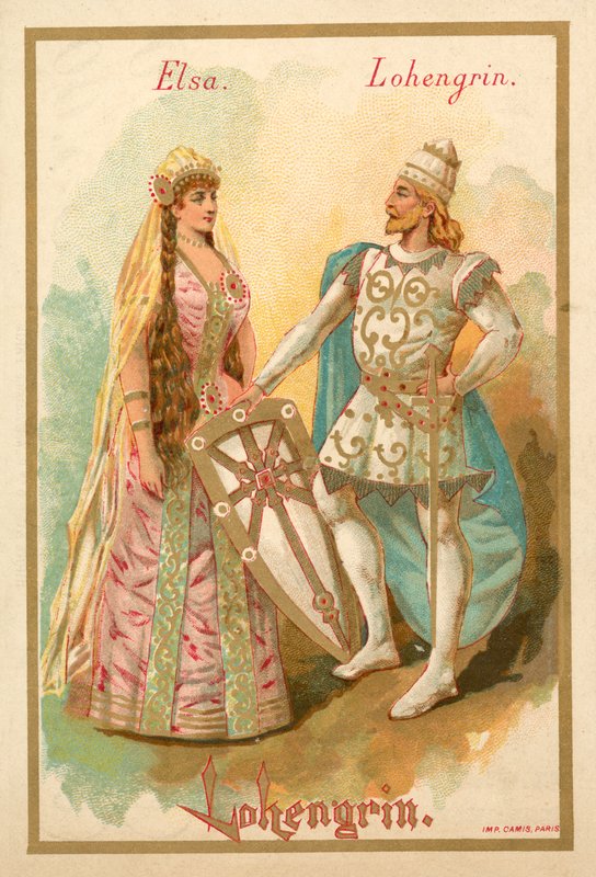 Elsa og Lohengrin, fra Richard Wagners opera Lohengrin av French School