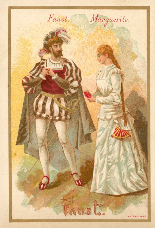 Faust og Marguerite, fra Charles Gounods opera Faust av French School