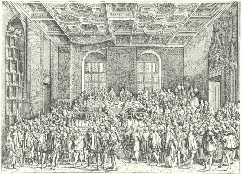 Bankett for Ferdinand I, den hellige romerske keiseren av German School