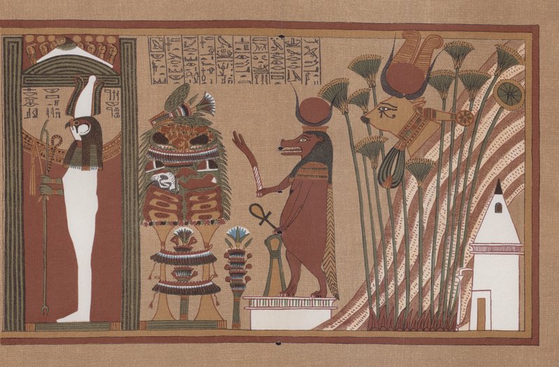 Scene fra den gamle egyptiske papyrusen til Ani, en dødebok i British Museum av German School