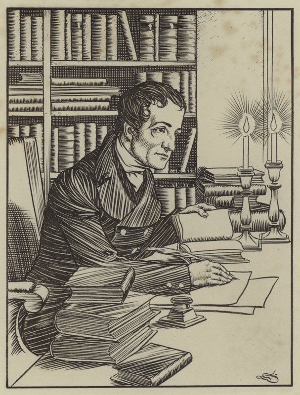 Illustrasjon for The Essays of Elia av Charles Lamb (litho) av A. Garth Jones