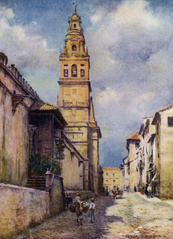 Cordova, Calle Cardinal Herrera (farge litho) av A. Trevor Haddon