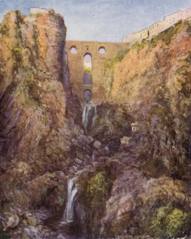 Ronda, The Tajo (farge litho) av A. Trevor Haddon