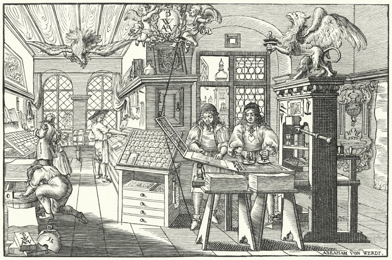 Trykkerverksted av Abraham van Werdt