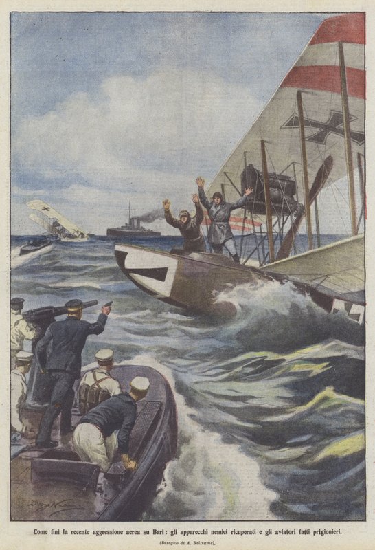Hvordan det nylige luftangrepet på Bari endte, fiendens fly kom seg og flygerne ble tatt til fange av Achille Beltrame