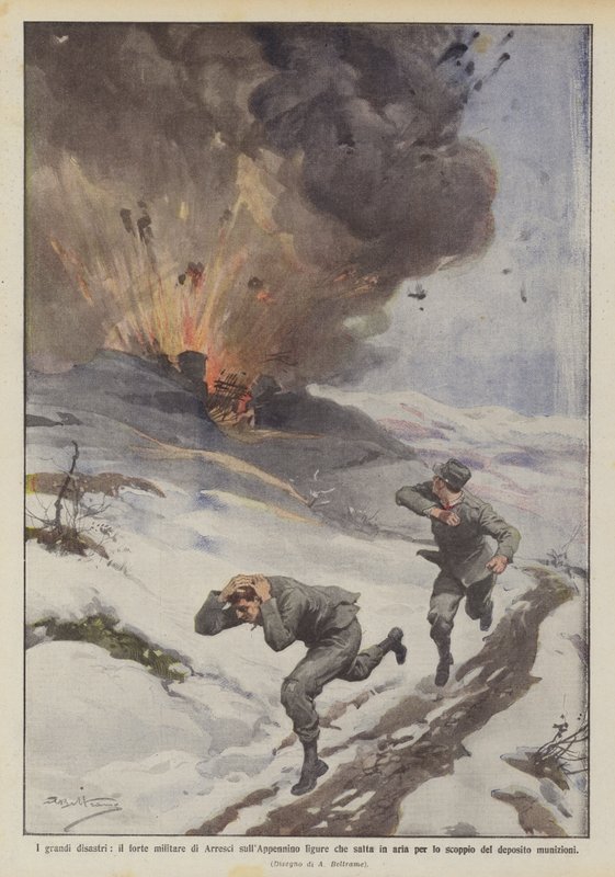 De store katastrofene, militærfortet Arresci på de liguriske appenninene som sprenges for? av Achille Beltrame