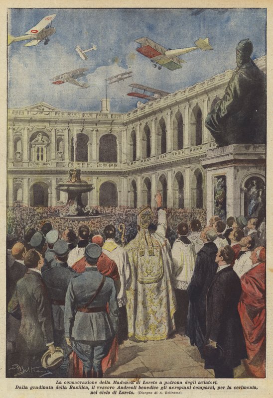 Innvielsen av Madonna av Loreto som skytshelgen for flyvere av Achille Beltrame