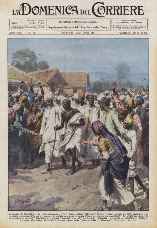 Har Gandhis appell for indisk sivil ulydighet mot britiske lover blitt opprettholdt? av Achille Beltrame