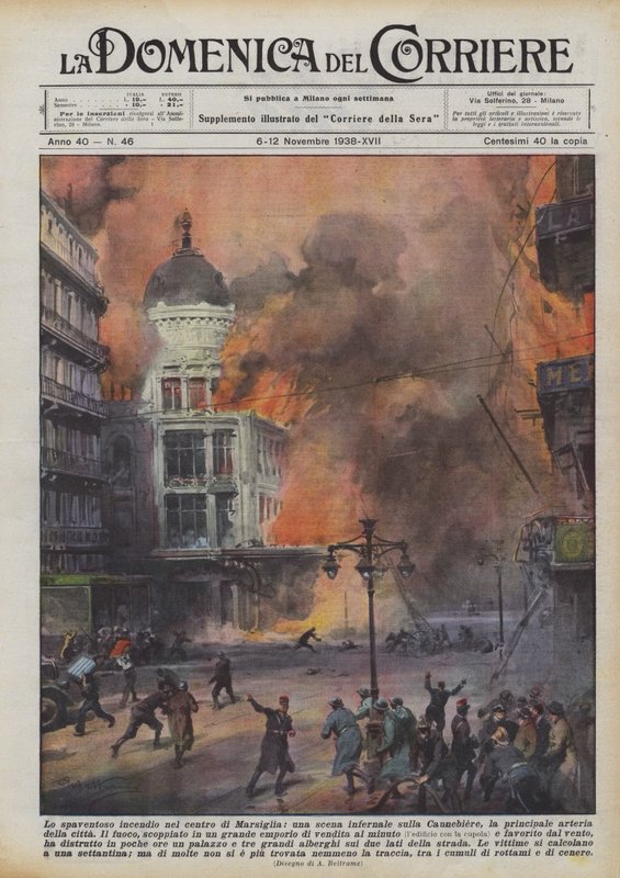 Den skremmende brannen i sentrum av Marseille, en helvetes scene på Cannebiere? av Achille Beltrame