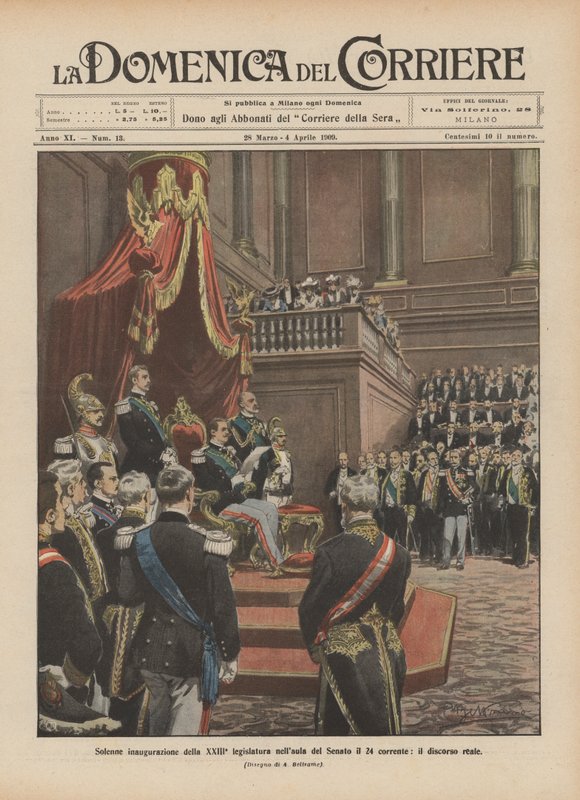Høytidelig innvielse av den 23. lovgivende forsamling i Senatet den 24. strøm, den kongelige talen av Achille Beltrame