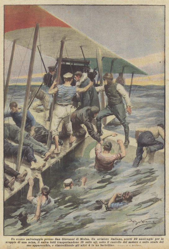 En heroisk redning ved San Giovanni di Medua av Achille Beltrame