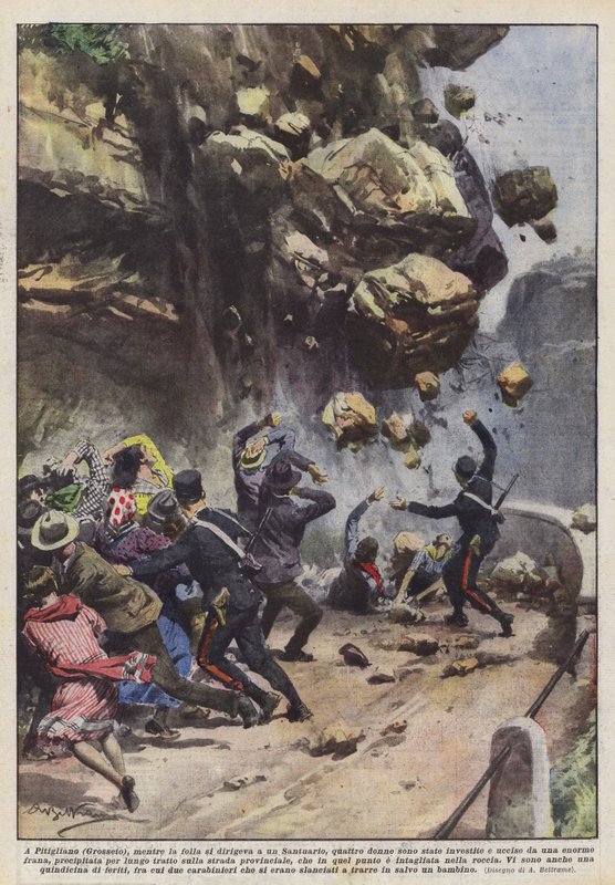 I Pitigliano (Grosseto), da folkemengden satte kursen mot et fristed, var det fire kvinner? av Achille Beltrame
