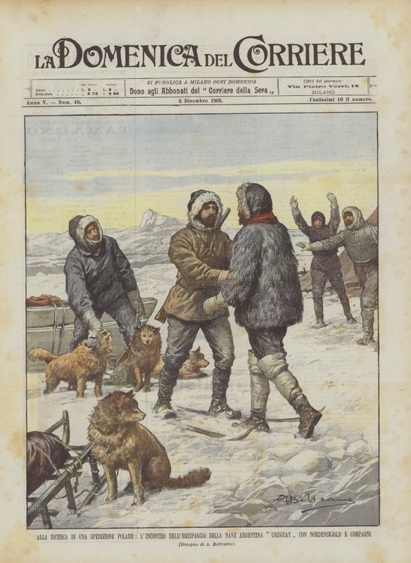 På jakt etter en polarekspedisjon, møtet med mannskapet på skipet Argentina Uruguay med? av Achille Beltrame