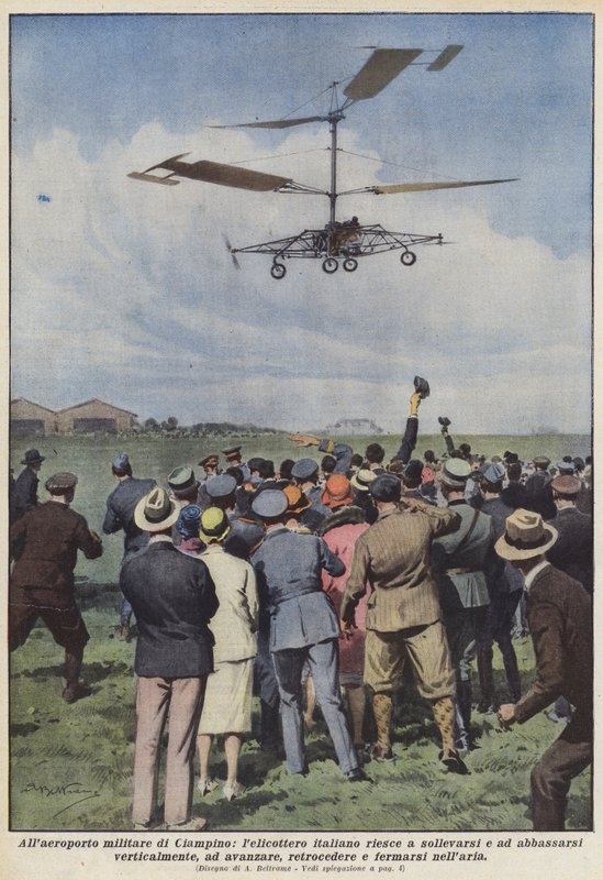 På Ciampino militærflyplass, er et italiensk helikopter i stand til å stige og falle? av Achille Beltrame