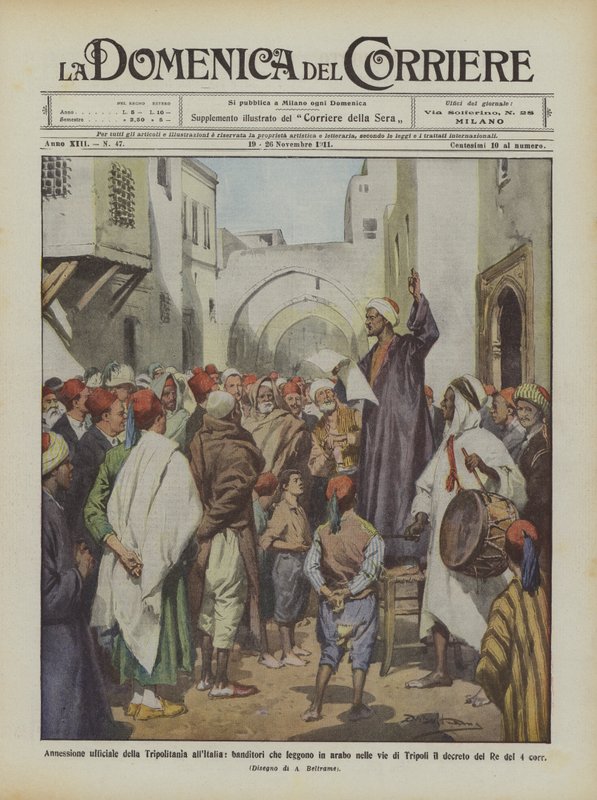 Offisiell annektering av Tripolitania til Italia, auksjonarius les arabisk i gatene? av Achille Beltrame