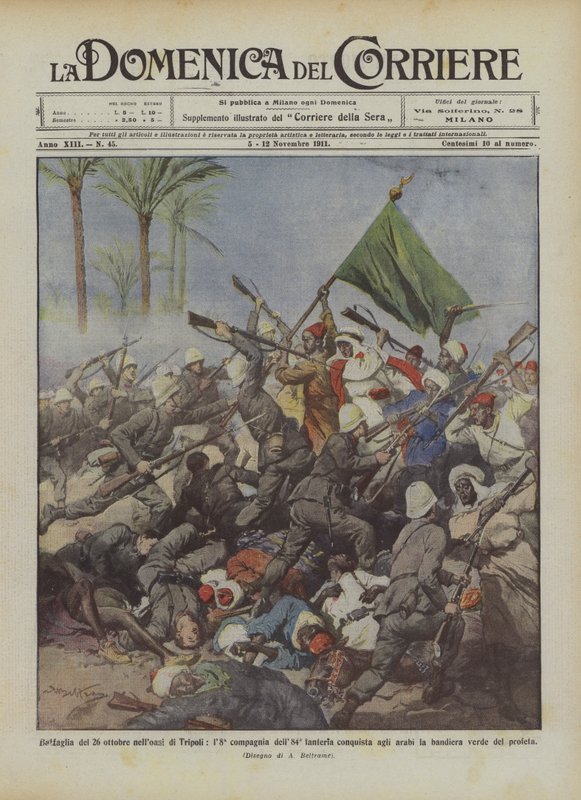 Slaget 26. oktober i oasen Tripoli, erobrer det 8. kompaniet av det 84. infanteriet? av Achille Beltrame