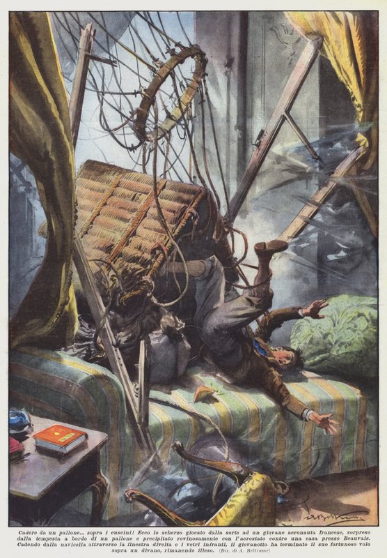 Falle fra en ballong? over putene! av Achille Beltrame