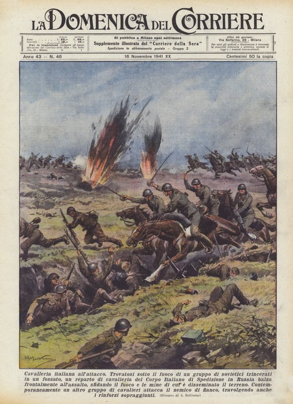 Italiensk kavaleri under angrep av Achille Beltrame