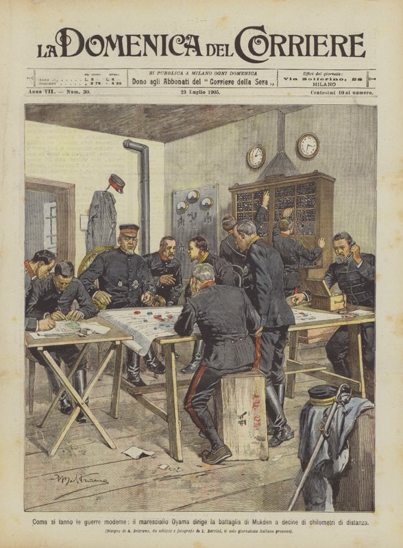 Hvordan moderne kriger føres, leder Marshal Oyama slaget ved Mukden i et dusin? av Achille Beltrame