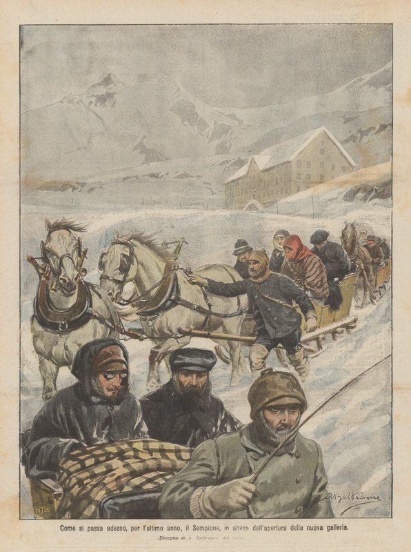 Når vi passerer nå, det siste året, Simplon, venter på åpningen av den nye tunnelen av Achille Beltrame