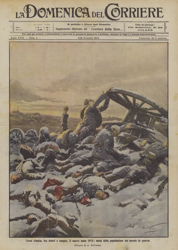 Som sinitia, mellom smerte og blod, det nye året 1915, halvparten av verdens befolkning i krig av Achille Beltrame