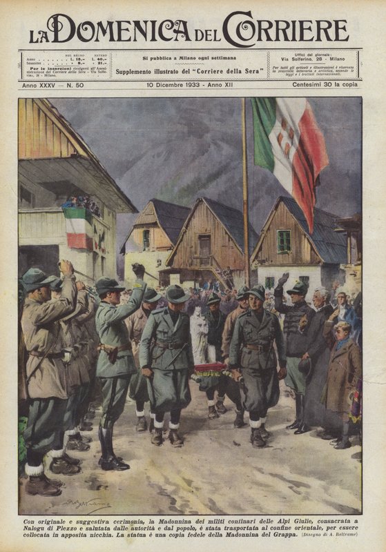 Med en original og stemningsfull seremoni, Madonninaen til grensesoldatene i de julianske alper? av Achille Beltrame