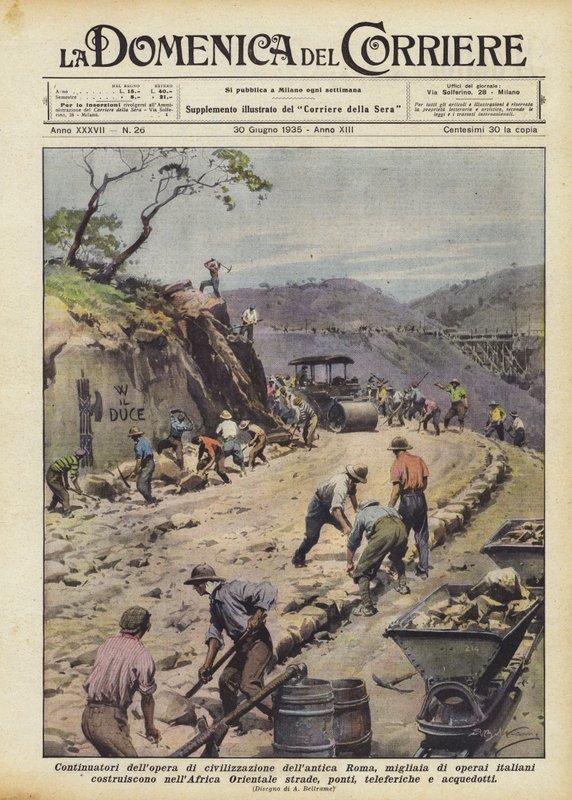 Fortsettere av sivilisasjonsarbeidet i det gamle Roma, tusenvis av italienske arbeidere? av Achille Beltrame