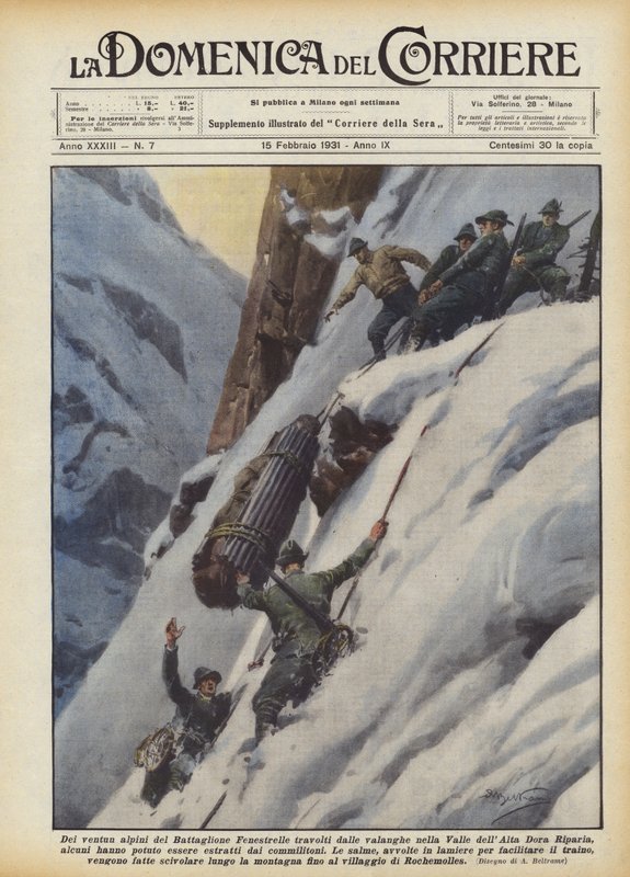 Av de tjueen Alpini fra Fenestrelle-bataljonen som ble overveldet av snøskred i Alta Dora-dalen? av Achille Beltrame
