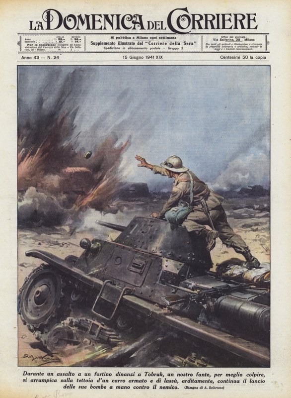 Under et angrep på et fort foran Tobruk, en av våre infanterister, for bedre å slå? av Achille Beltrame