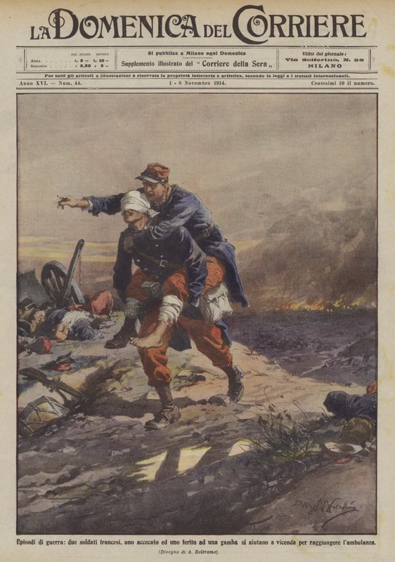 Episoder av krig, to franske soldater, en blindet og en såret i beinet, hjelpe hverandre? av Achille Beltrame