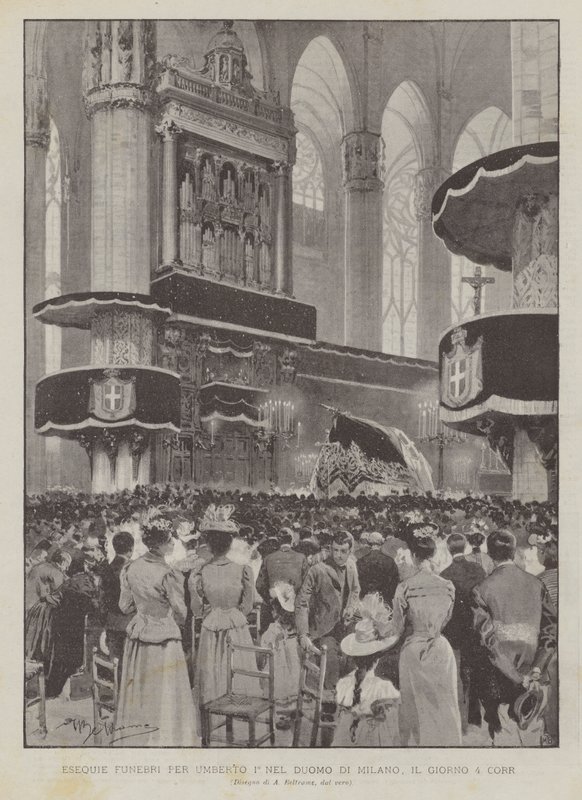 Begravelsesgudstjenester for Umberto I ° i katedralen i Milano, dag 4 Corr av Achille Beltrame