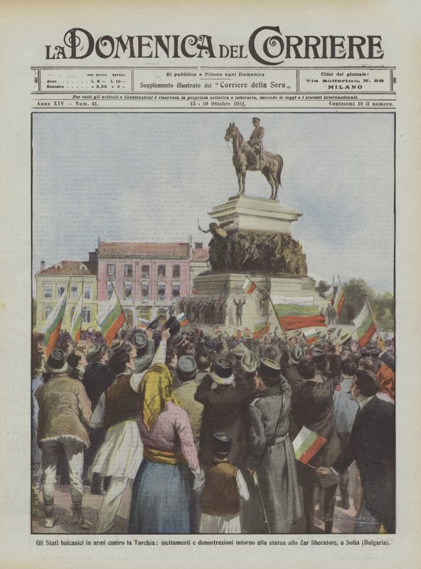 Balkanstatene i våpen mot Tyrkia, hets og demonstrasjoner rundt statuen? av Achille Beltrame