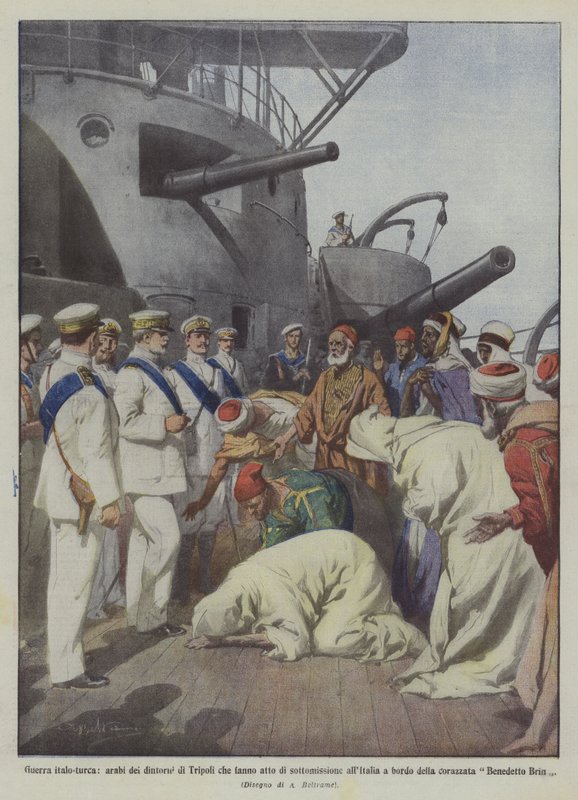 Italiensk-tyrkisk krig, arabere fra rundt Tripoli som underkaster seg Italia? av Achille Beltrame