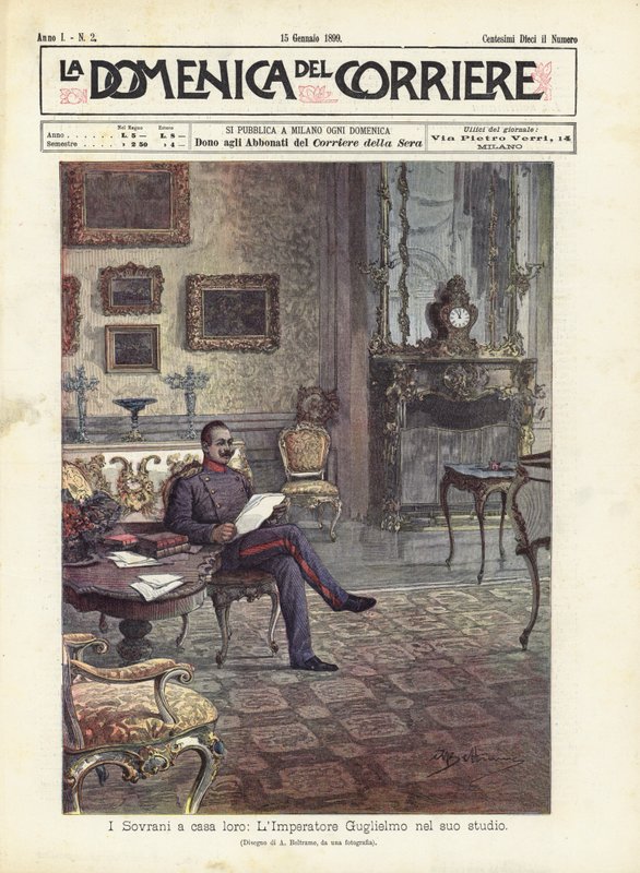 Suverene i deres hjem, keiser William i hans arbeidsværelse av Achille Beltrame