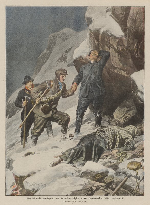 Dramaene i fjellet, en alpin stigning nær Bardonecchia som endte tragisk av Achille Beltrame