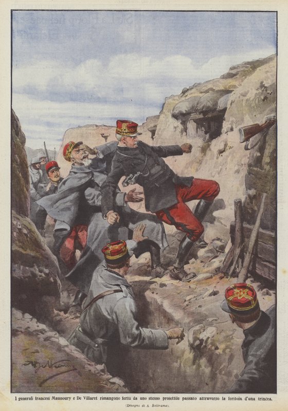 Er de franske generalene Maunoury og De Villaret såret av samme tidligere kule? av Achille Beltrame