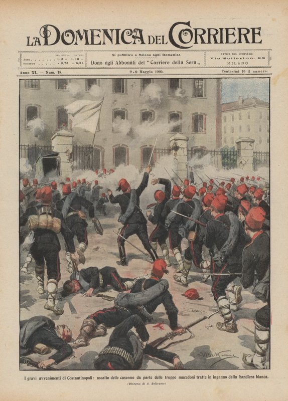 De alvorlige hendelsene i Konstantinopel, angrep på brakkene av de trukket makedonske troppene? av Achille Beltrame