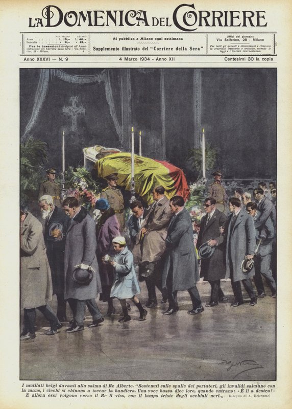 De lemleste belgierne foran liket av kong Albert av Achille Beltrame