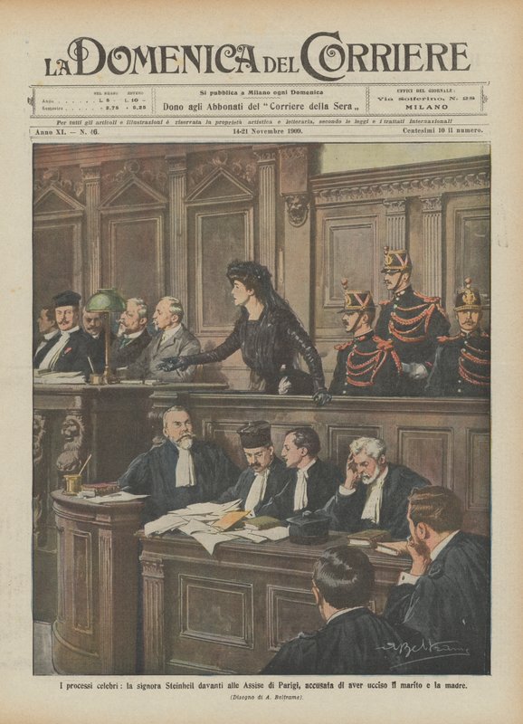 De berømte rettssakene, fru Steinheil før Assizes of Paris, anklaget for drap? av Achille Beltrame