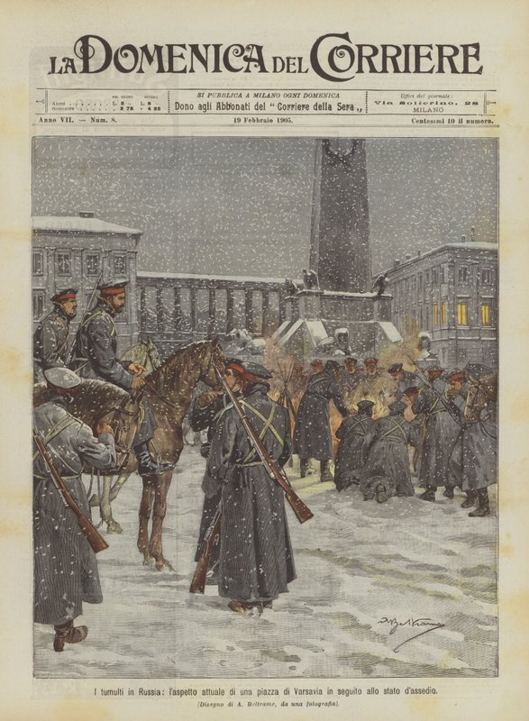 Opptøyene i Russland, det nåværende utseendet til et torg i Warszawa etter beleiringstilstanden av Achille Beltrame