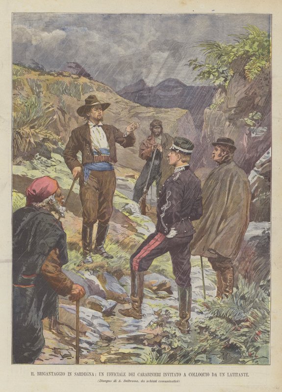 Brigandage på Sardinia, en Carabinieri-offiser invitert til intervju av en rømling av Achille Beltrame