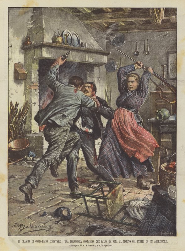 Dramaet til Costa-Piana (Chiavari), en modig bondekvinne som redder ektemannens liv allerede? av Achille Beltrame