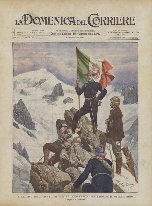 Duca Degli Abruzzi var den første som 5. august erobret en topp som antas å være utilgjengelig på Mont Blanc av Achille Beltrame