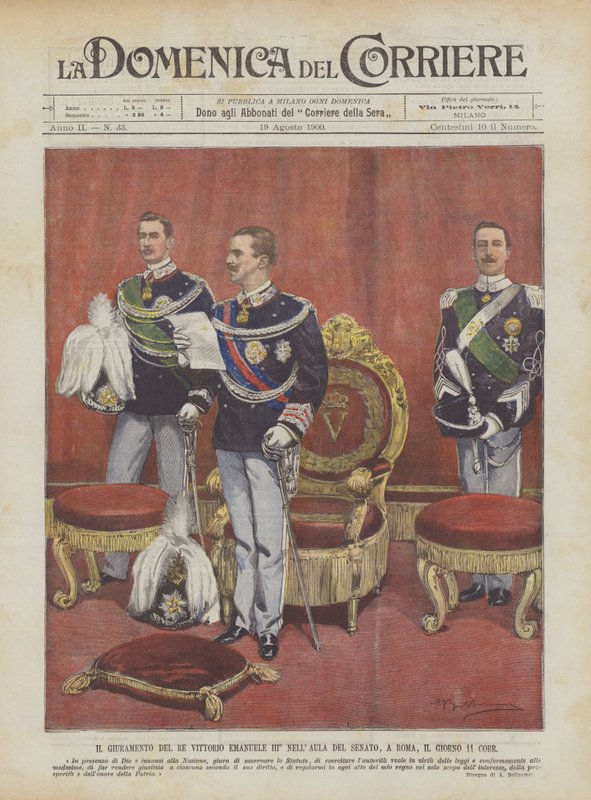 Eden til kong Vittorio Emanuele III ° I senathallen, Roma, på dag 11 Corr av Achille Beltrame