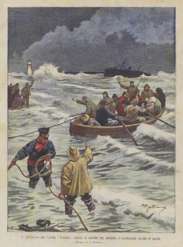 Forliset til Vapor Planier ved Bouches-du-Rhône, reddet passasjerene av Achille Beltrame