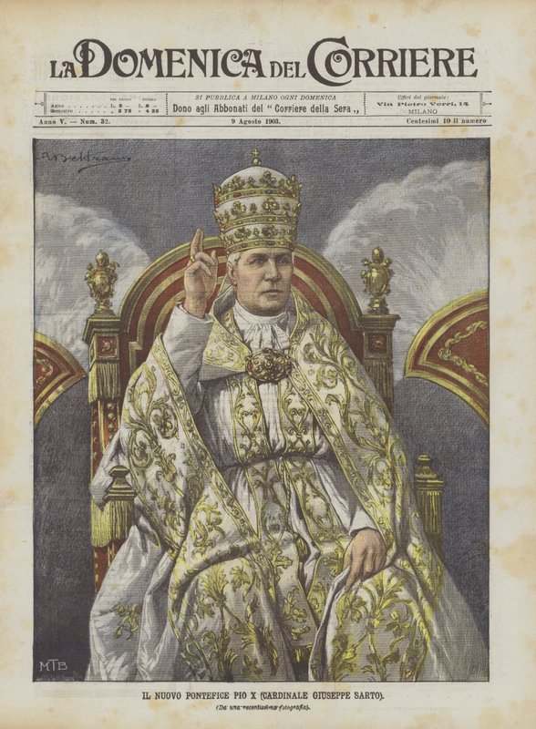 Den nye paven Pius X (kardinal Giuseppe Sarto) av Achille Beltrame